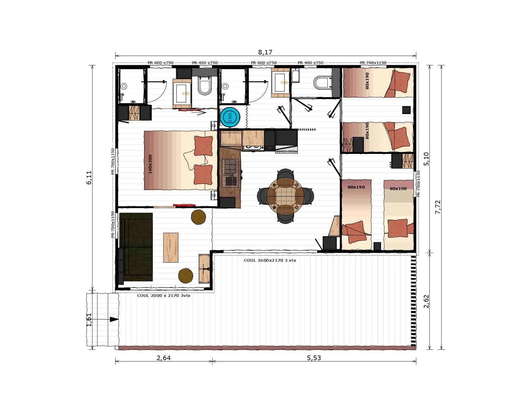 Ver el mapa Chalet Prestige 60 m²  (3 habitaciones - 6/7 pers)