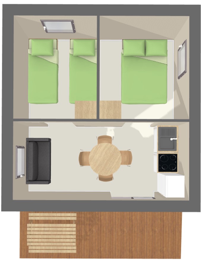 Ver el mapa Ecolodges de lona y madera 30m² (2 habitaciones - 4 pers)